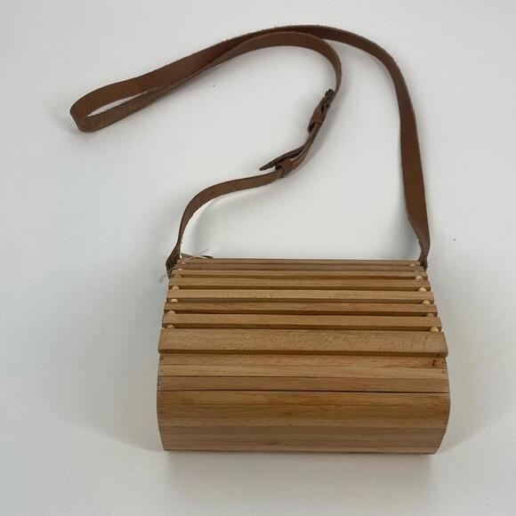 Handbags - Chic Wooden Slat Crossbody Bag